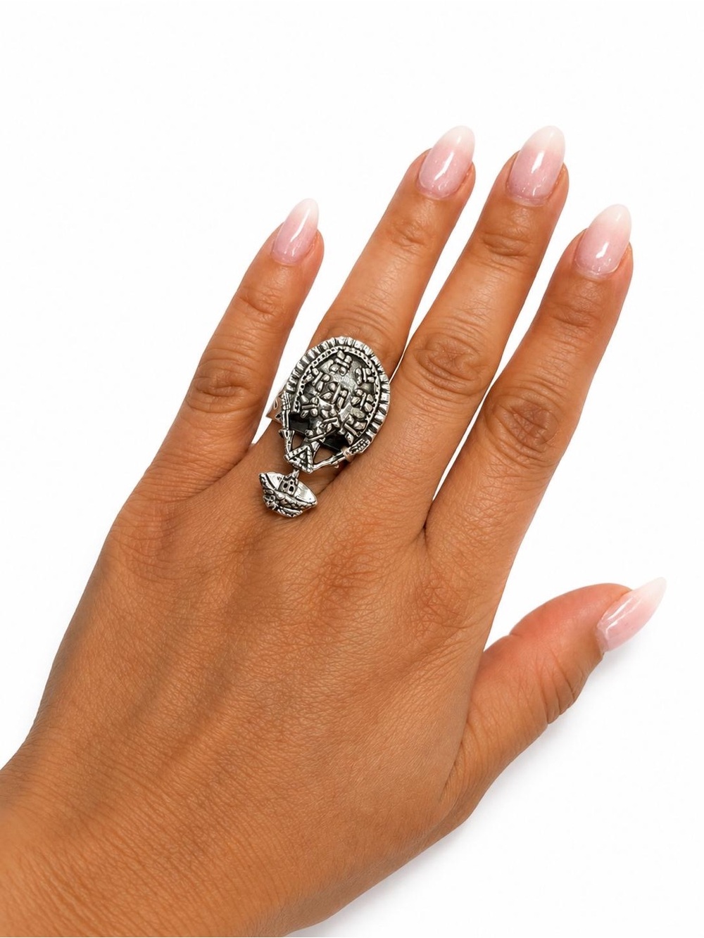 Catrina 925 Silver Tone Adjustable Statement Ring - Women's Jewelry